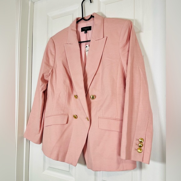 Talbots Textured Double Breasted Blazer Pink Size 16P - Picture 10 of 10
